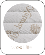 WOOLLIFE Zloženie: 30% zmes vlny a viskózy, 70% polyester, poťah prešitý s klimatizačnou výplňou, PES vláknom 300 gr/m2
